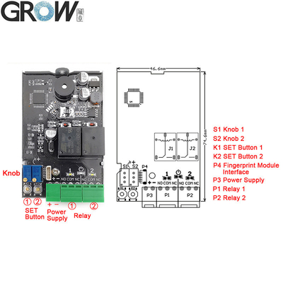Grow K220 DC10-24V Two Relay with Administrator/User Fingerprint Access Control Board