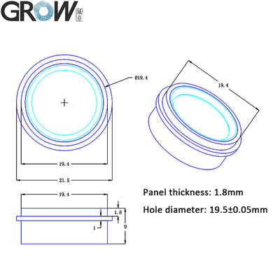 GROW R502-F RGB LED Waterproof Small DC3.3V Diameter 21.5mm SH1.0-6pin Capacitive Round LED Fingerprint Module Sensor Scanner