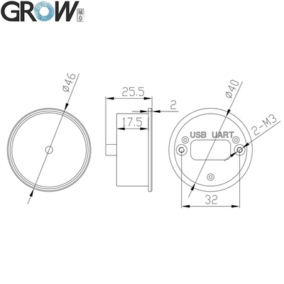 Grow GM73 Round Small Uab Uart 1d 2D Barcode Scanner Module