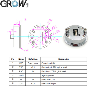 Grow GM812 Series DC5V 1d 2D USB Uart Barcode Scanner Module Reader