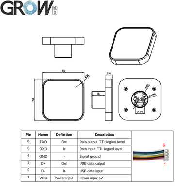 GROW GM811 Series DC5V USB/UART Interface Qr Code Scanner Bar Code Reader Support Windows Arduino PDF417 Scanner Module