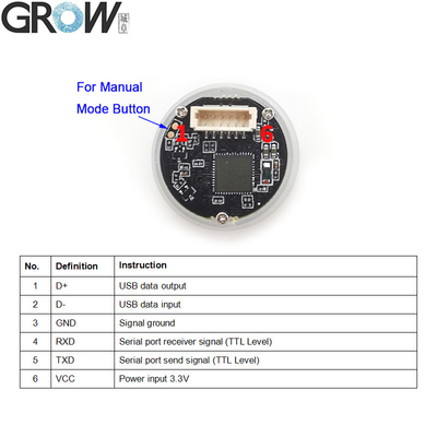 GROW GM861S UART/USB Interface 1D/2D Bar Code QR Code Barcode Reader Module White Green LED